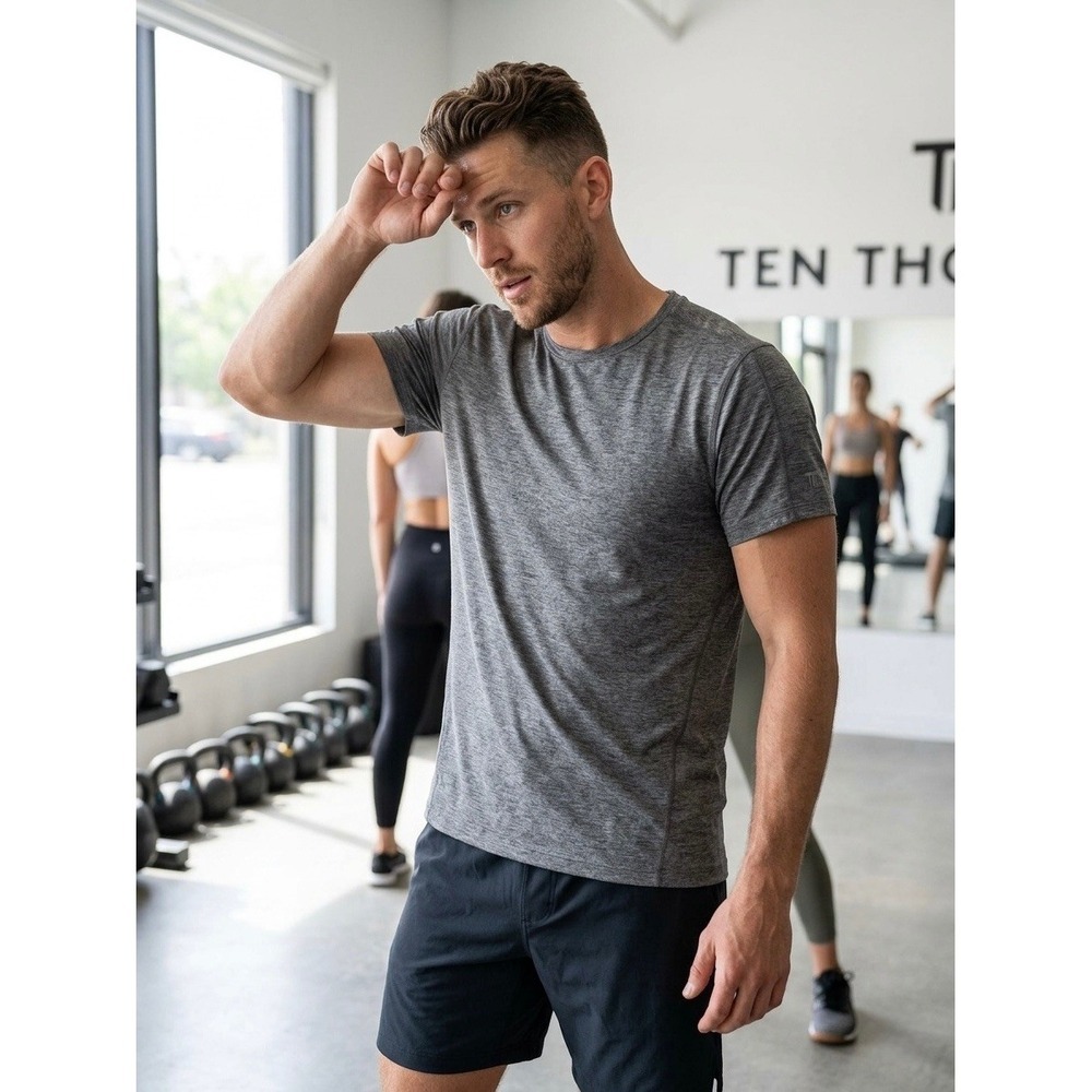 Ten Thousand The Durable Shirt Mens Medium Grey Heather Training Tee TTKT011